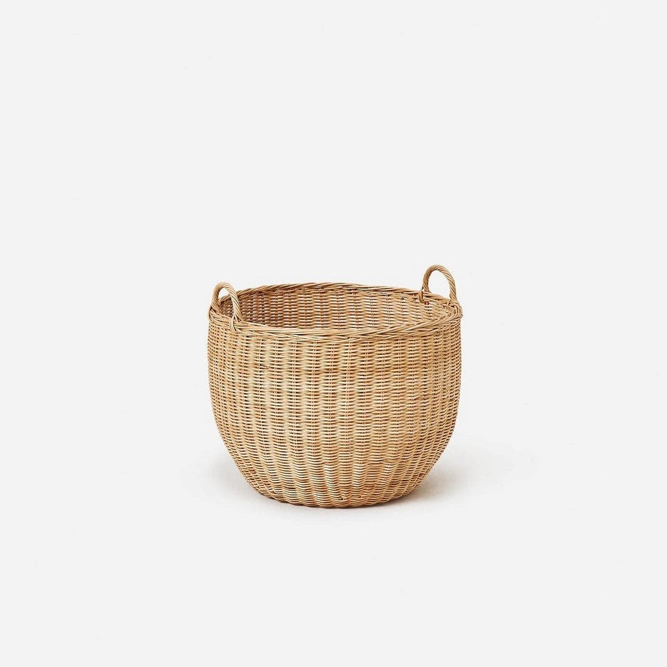 Round Rattan Basket Natural Relax & Entertain